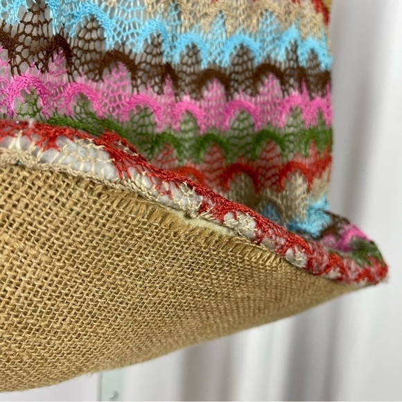 Wayan Natural Wear Linen Embroidered Boho Woven Tote HandBag Beach Hippie - Picture 5 of 12